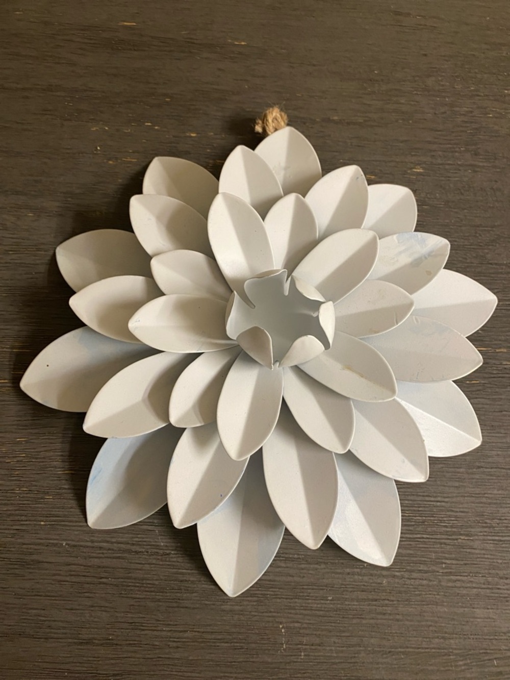 Decorative White Layered Metal Flower Wall Accent
